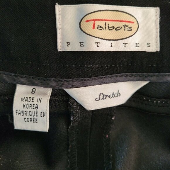 Talbots Petites Black Microsuede Pants High Rise Stretch Sz 8P Slightly Tapered - Picture 9 of 10